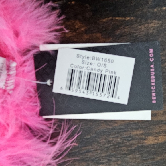 NWT Be Wicked Hot Pink Feather Trim Robe - Picture 8 of 10